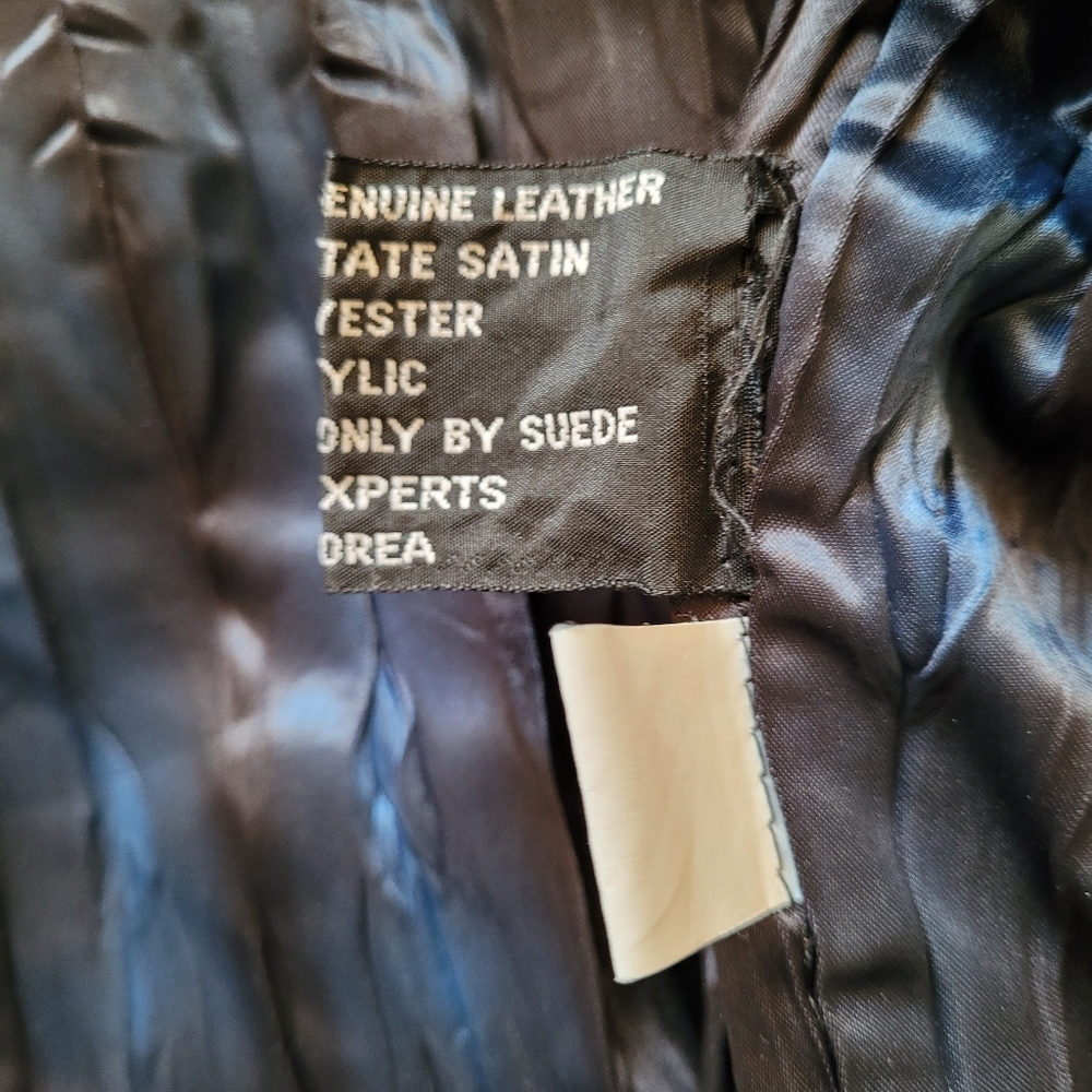 Vintage Collezione SA Leather Bomber Jacket Black Aviator Mens 42 Made in Korea - Picture 12 of 16